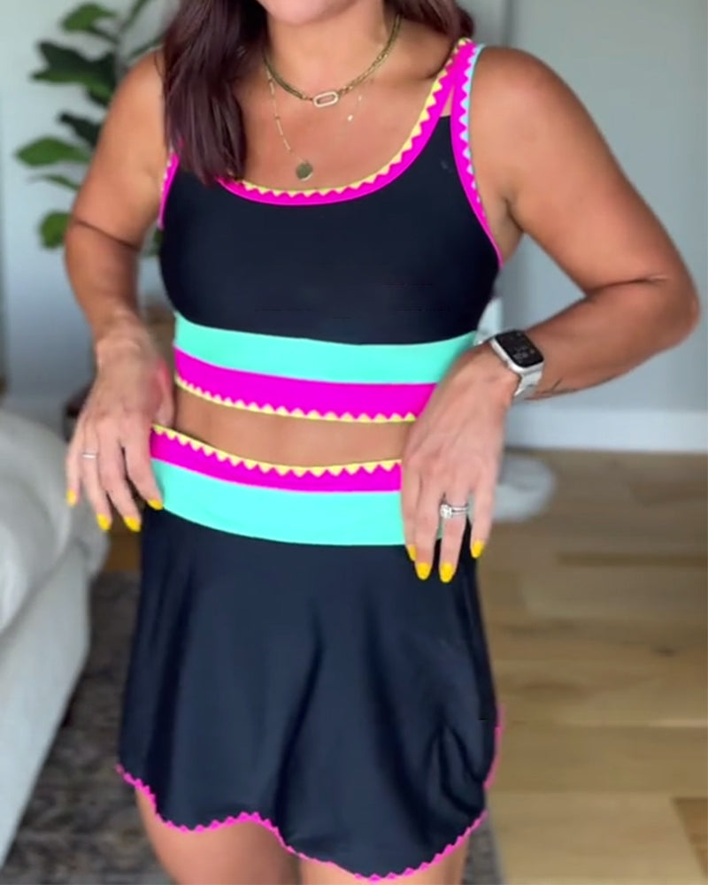 Myra | Elegant Color Block Three-Piece Swimsuit