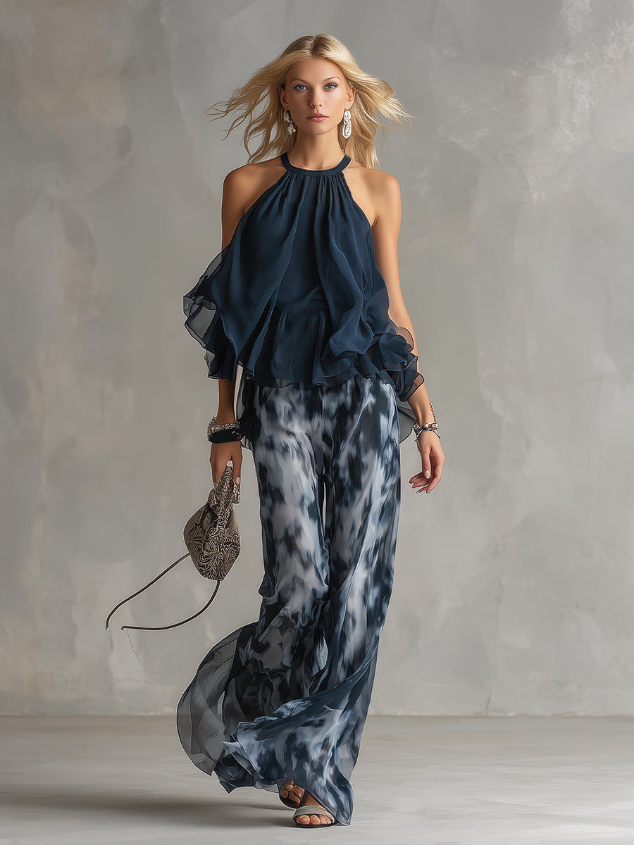 Elise | Lightweight suit with fluid top and wide pants