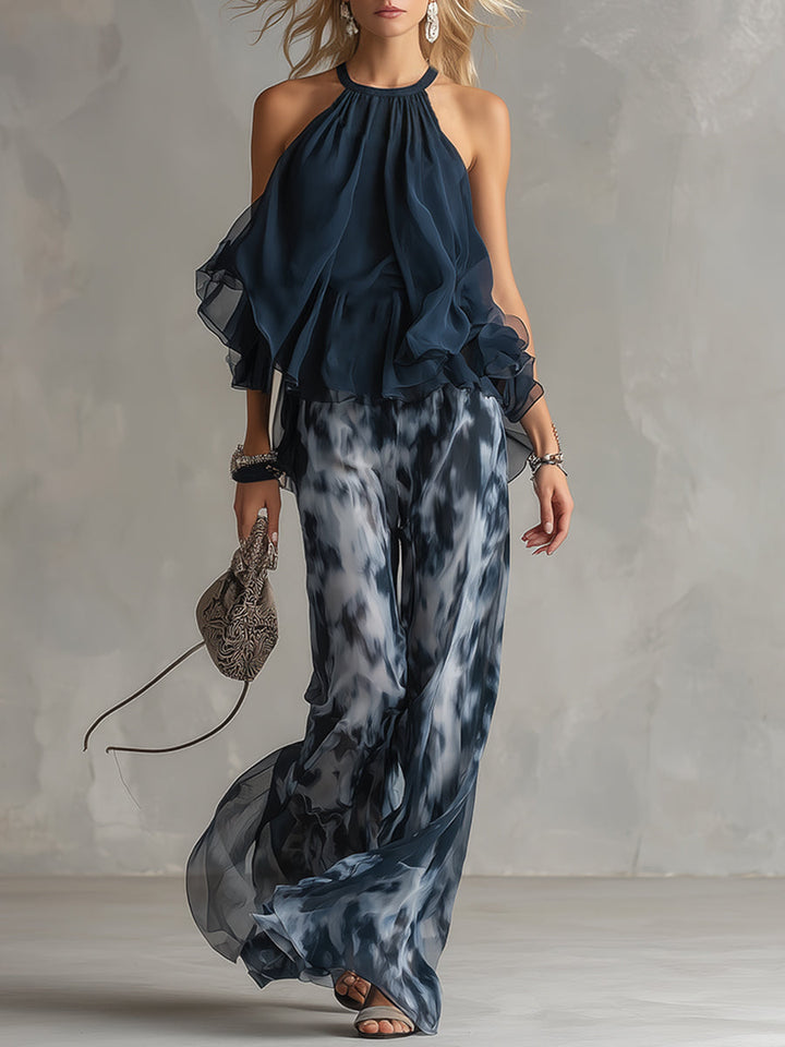 Elise | Lightweight suit with fluid top and wide pants