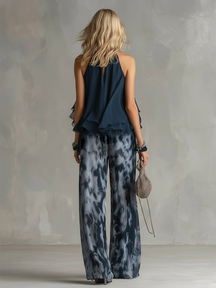Elise | Lightweight suit with fluid top and wide pants