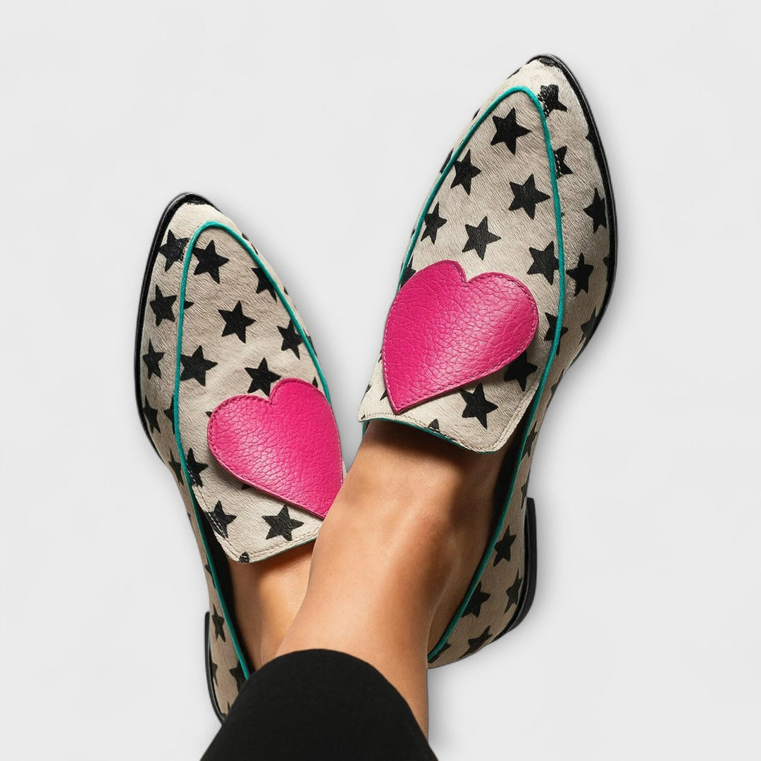 Shona – Beige Heart Loafers