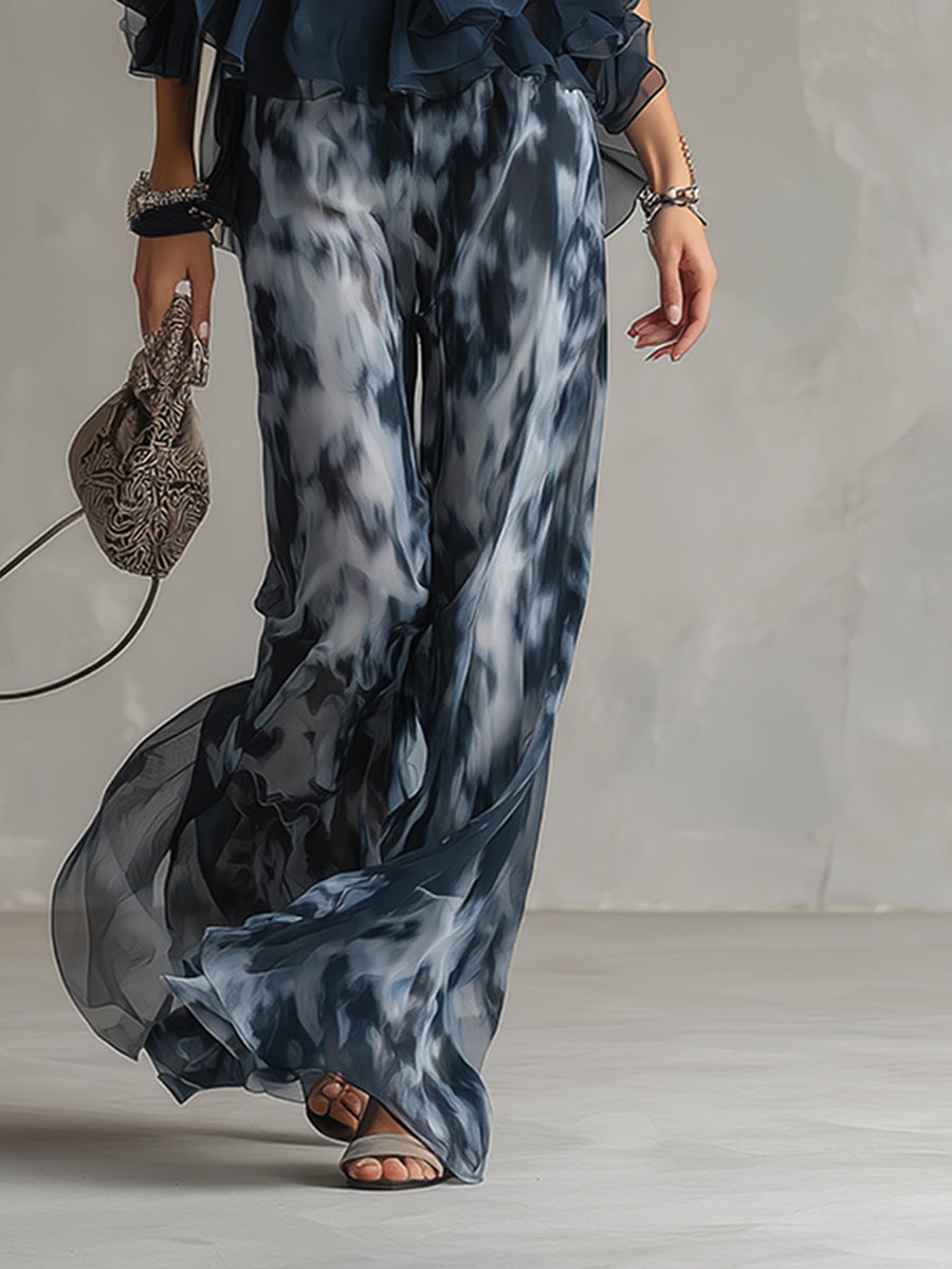 Elise | Lightweight suit with fluid top and wide pants