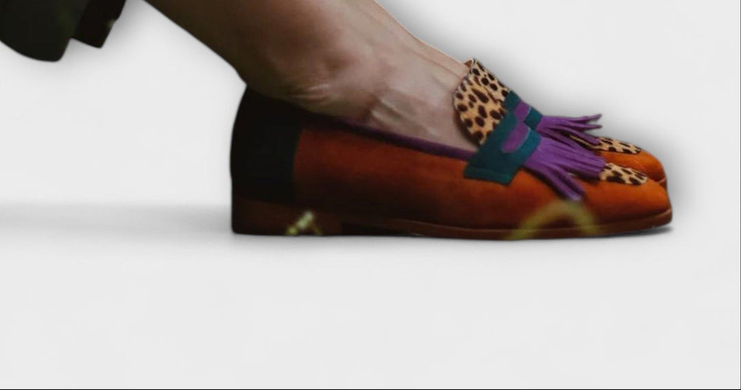 Rosalie™ | Brown Moccasins with Leopard Print