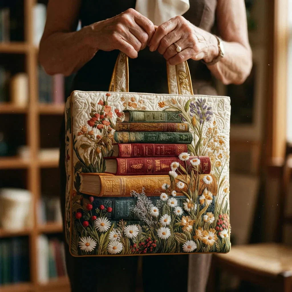 Floral Pattern Quilted Tote Bag
