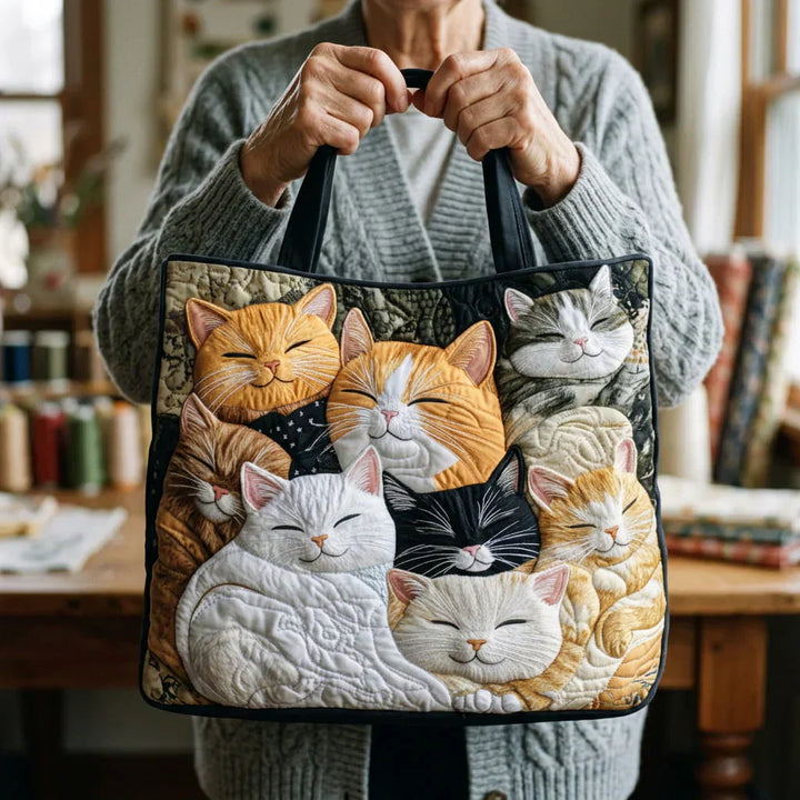 Sleeping Kittens Quilted Tote Bag