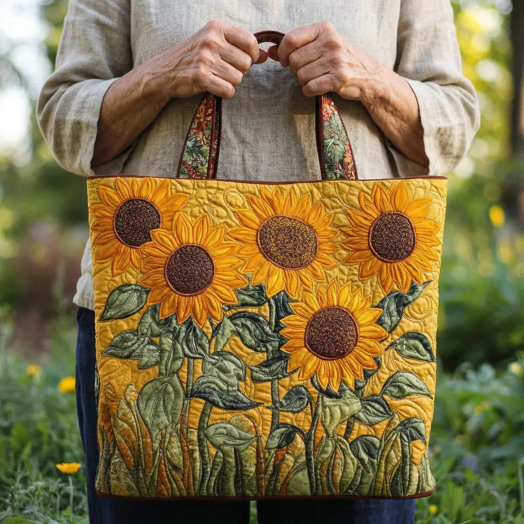 Sunflower Patterned Classic Quilted Bag