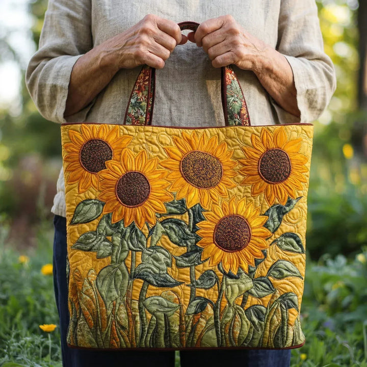 Sunflower Patterned Classic Quilted Bag