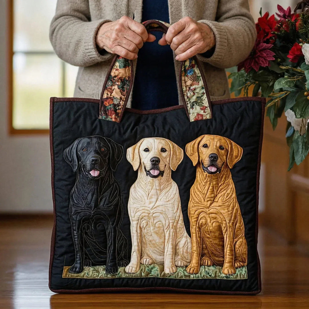 Handcrafted Tote Bag Featuring Three Labradors