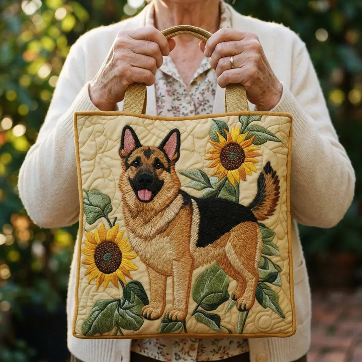 Floral German Shepherd Artisan Tote