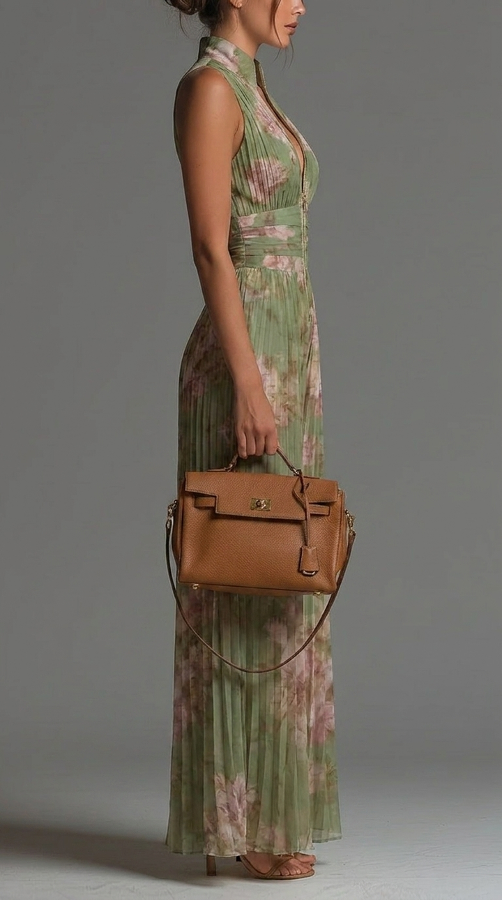 Maylin | Pleated Floral Chiffon Jumpsuit