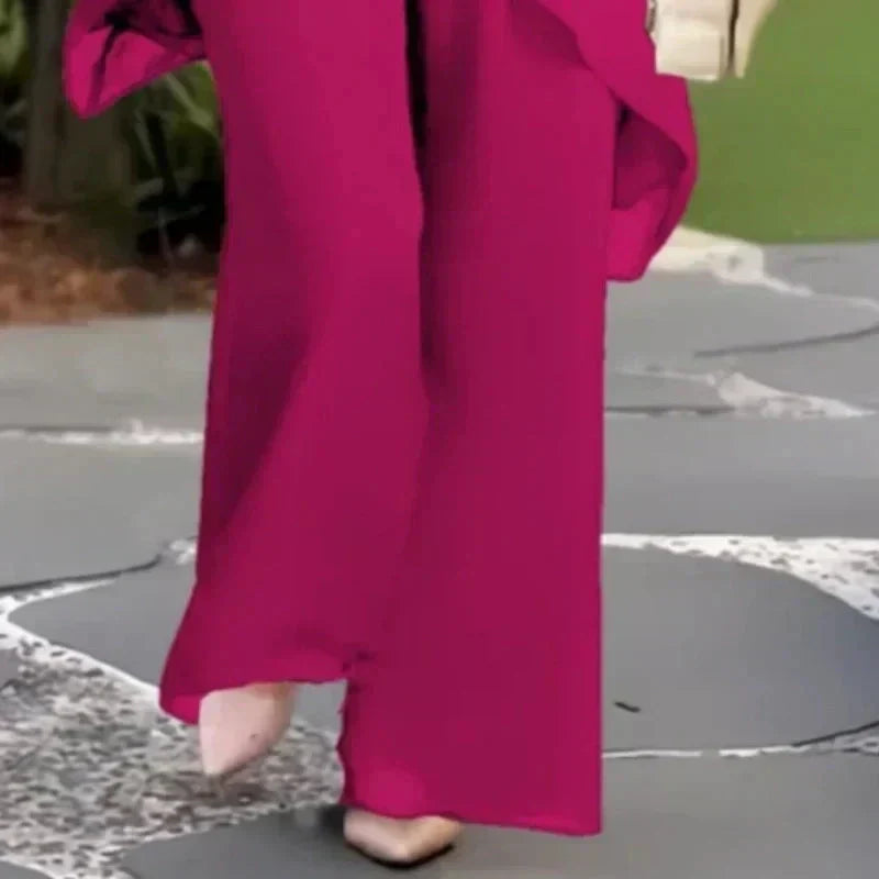 Herlene | Elegant Two-Piece Set | Layered Top and Wide-Leg Trousers