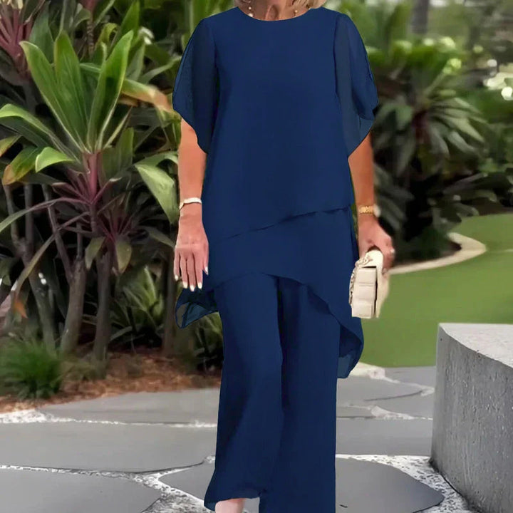 Herlene | Elegant Two-Piece Set | Layered Top and Wide-Leg Trousers