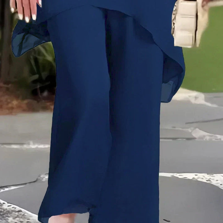 Herlene | Elegant Two-Piece Set | Layered Top and Wide-Leg Trousers