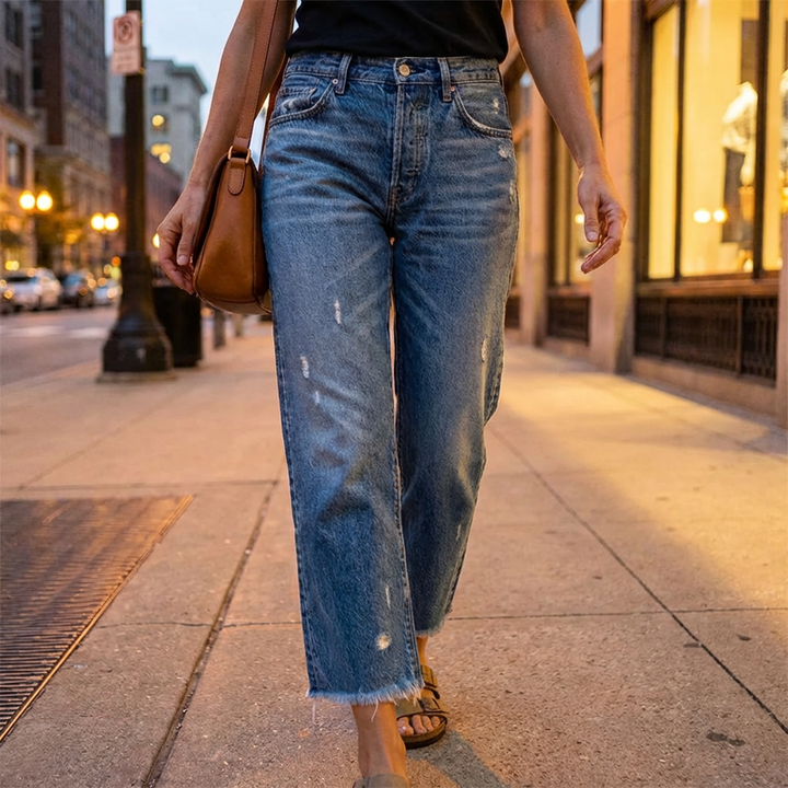 Aberjean | Retro Straight Short Jeans