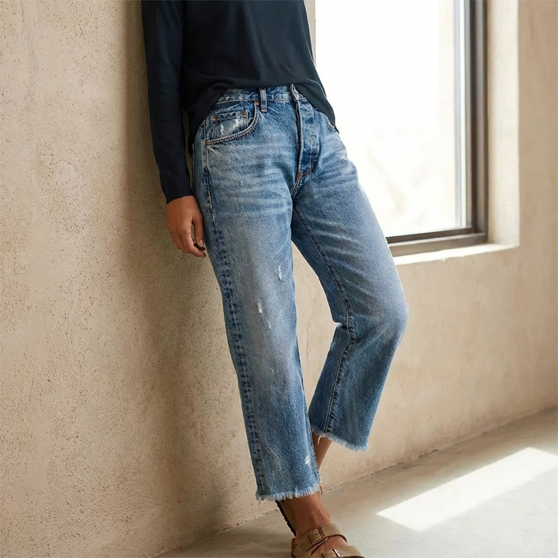 Aberjean | Retro Straight Short Jeans