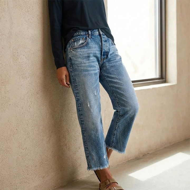 Aberjean | Retro Straight Short Jeans